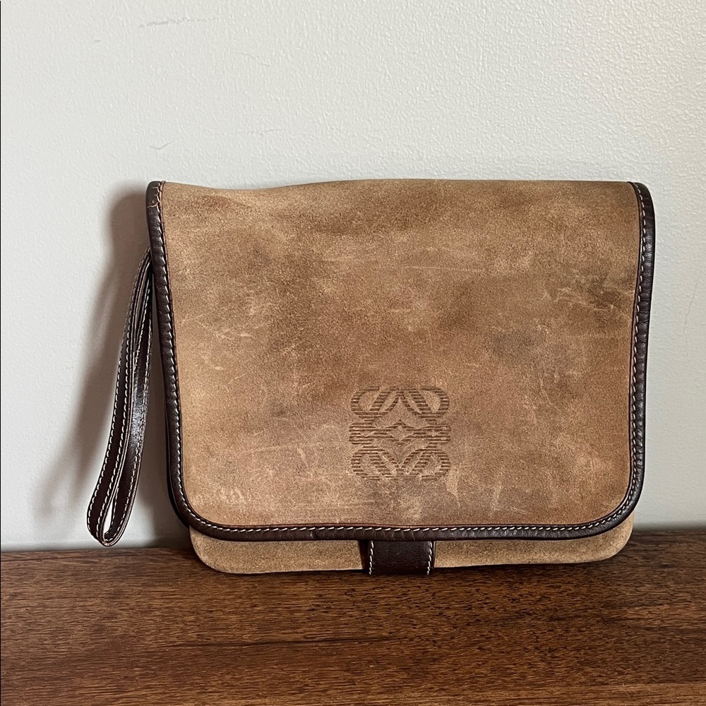 Loewe Suede Leather Clutch Wristlet Bag